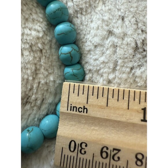 Set Of Two TURQUOISE Stone Bead Bracelets Stretch - Picture 9 of 9